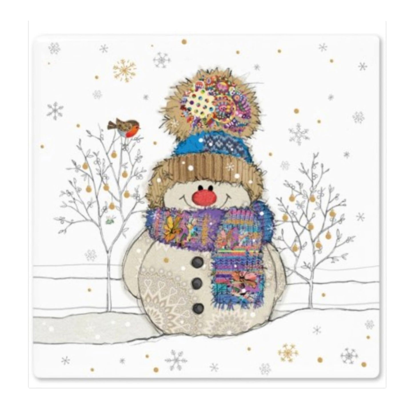 Snowman Bug Art Coaster