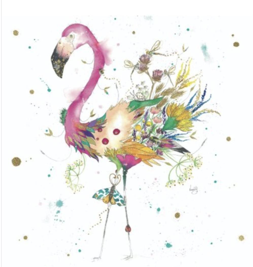 Florence the Flamingo Foiled Greeting Card
