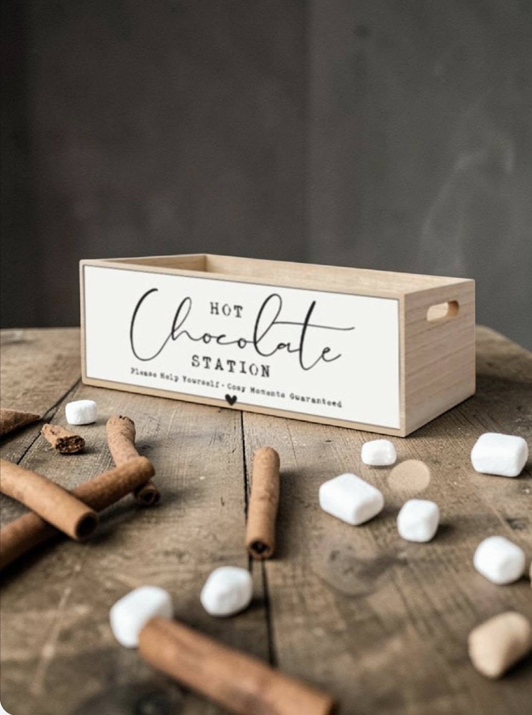 Wooden Hot Chocolate Station Crate, 24cm
