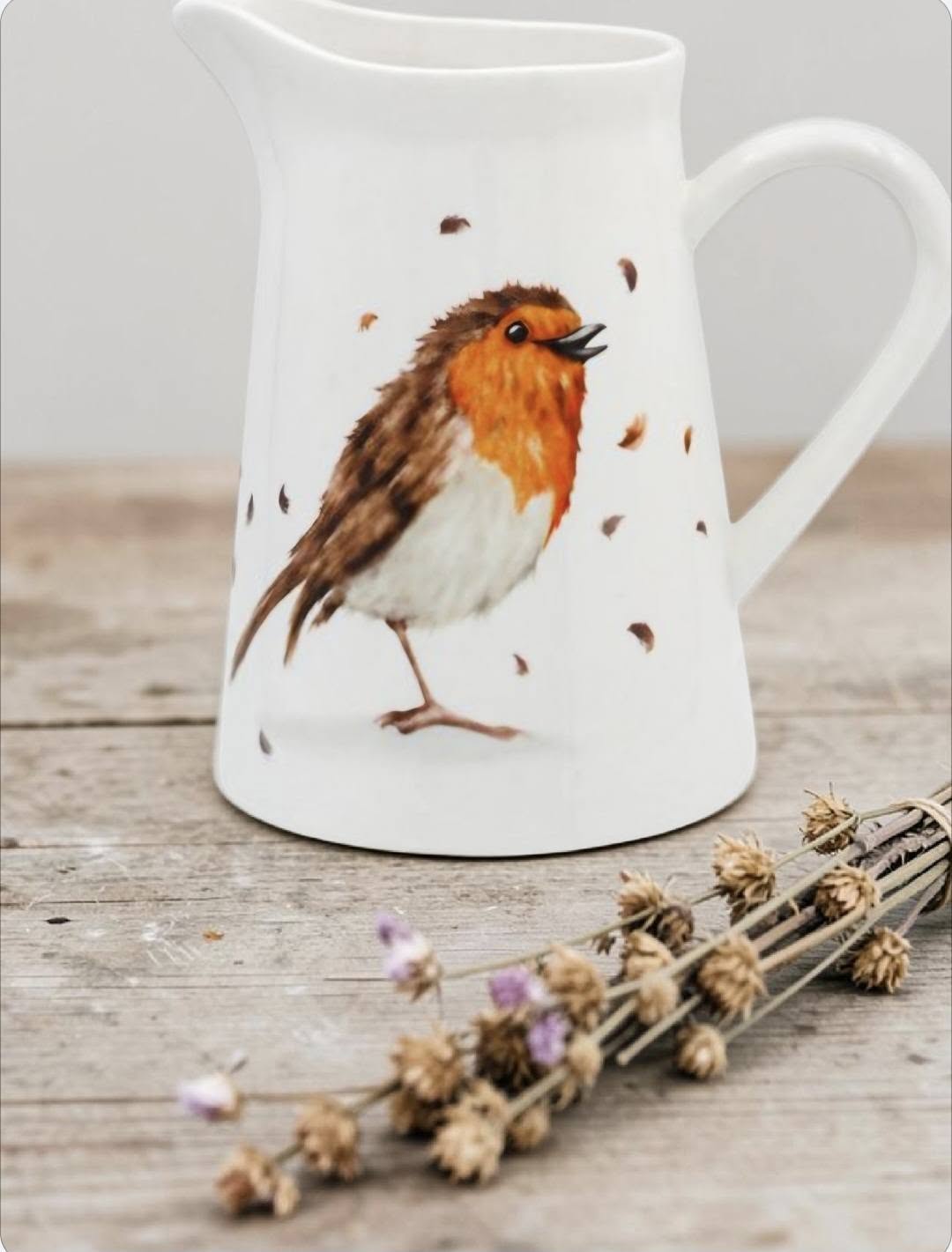 Classic Robins Jug Vase, 15cm