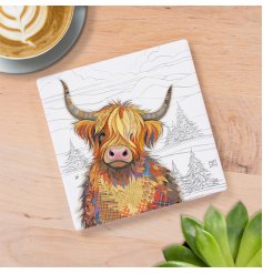 Cameron Highland Cow Coaster, 10cm