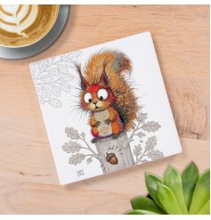 Sarah Squirrel Coaster, 10cm