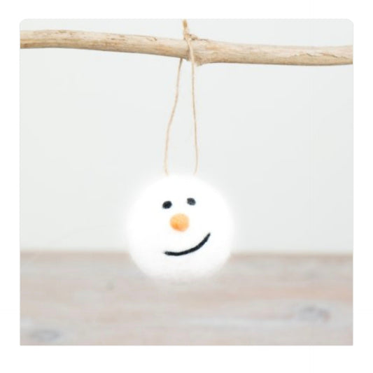 Christmas Felt Snowman Ball 6cm