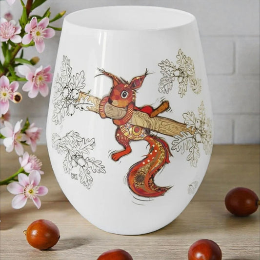 Bug Art Sammy Squirrel Stemless  Glass