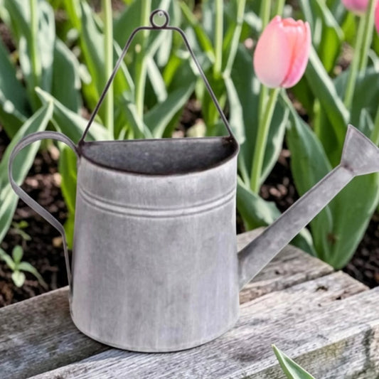 Zinc Metal Watering Can Wall Planter, 35cm