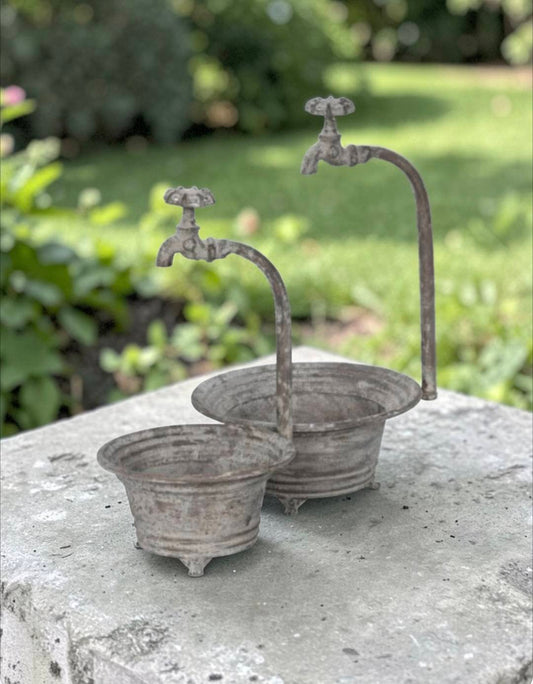 Rustic Iron garden water bowls water taps