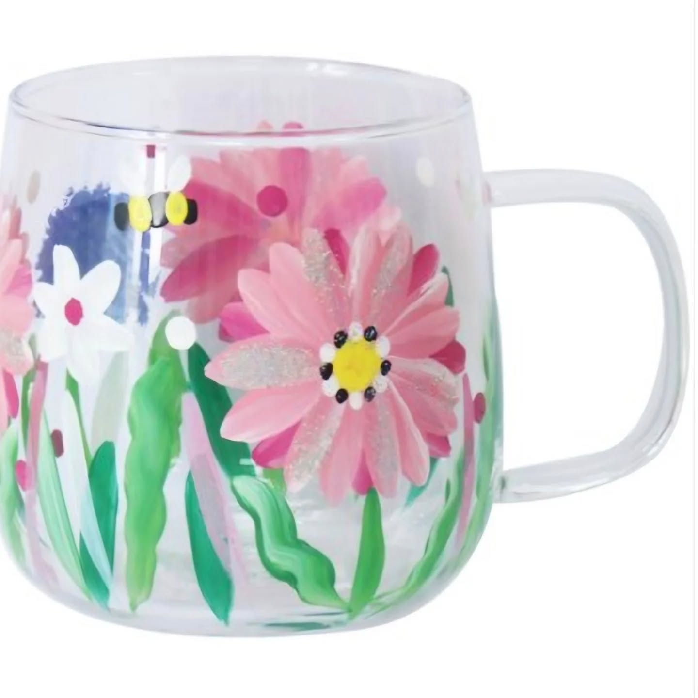 Alliums & Bees Glass Cup, 13cm