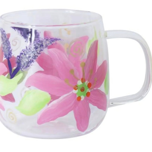 Lilies Glass Cup, 13cm