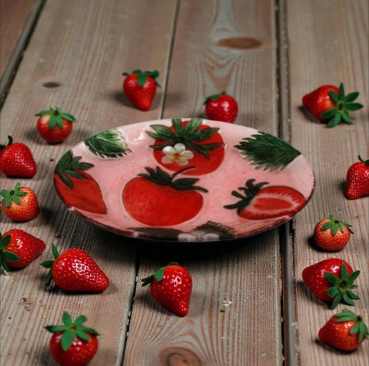 Strawberry Field Glass Plate