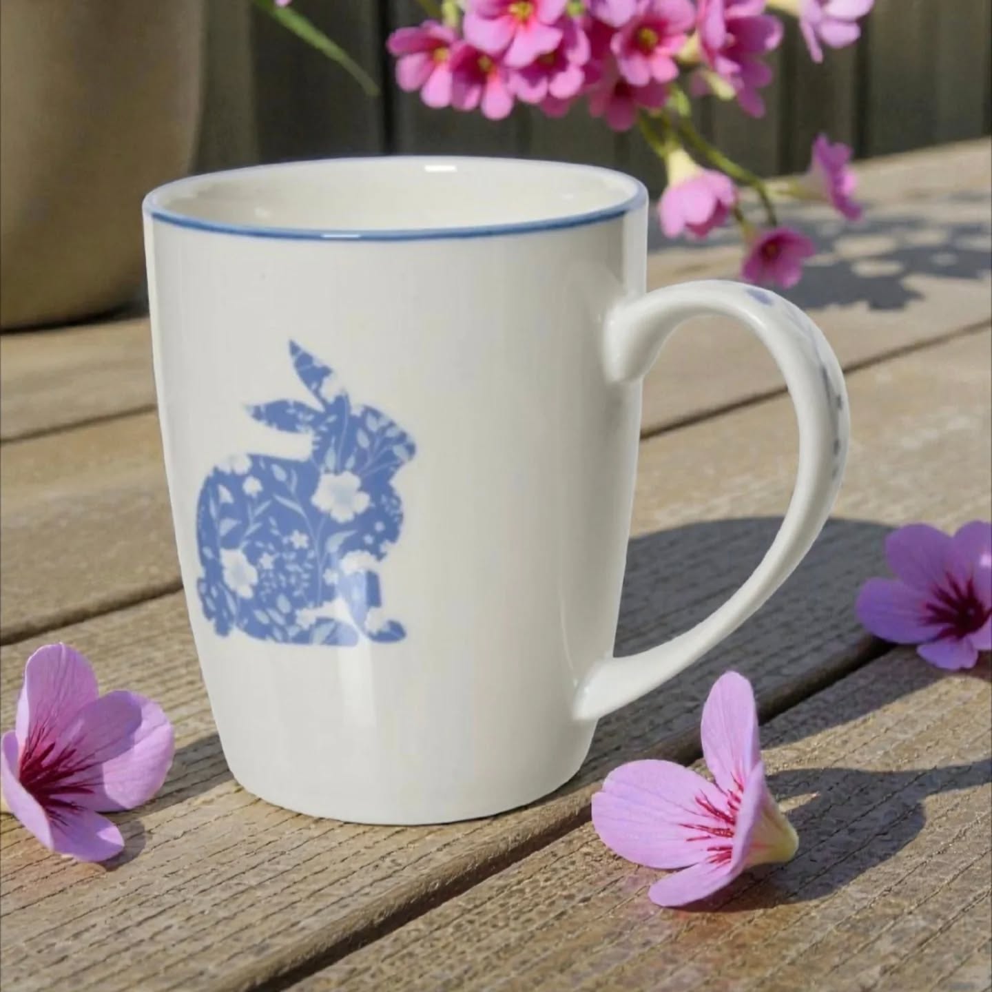 Flower Rabbit Design Porcelain Mug, 12cm