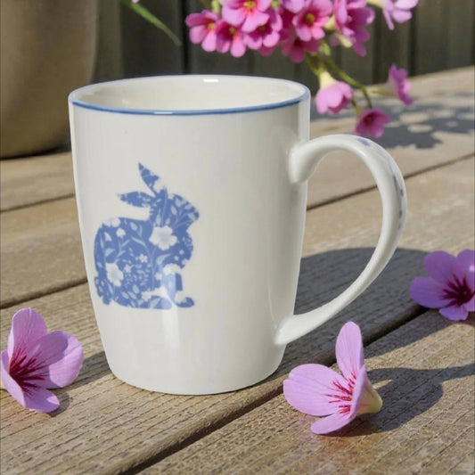 Flower Rabbit Design Porcelain Mug, 12cm