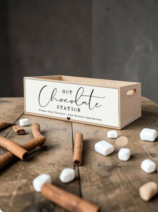 Wooden Hot Chocolate Station Crate, 24cm