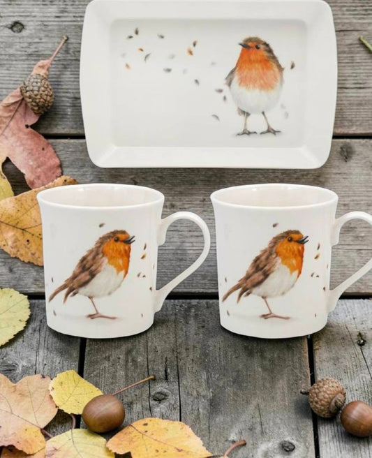 Robins Mug & Tray Set, 24cm