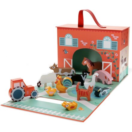 Wooden farm playset, 24cm