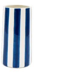 Blue Stripe Decorative Vase, 21cm